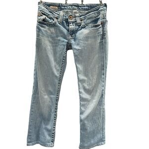 Big Star Casey Western Jeans 25R Light Washed Cotton Denim Stitching Zip Fly Kid